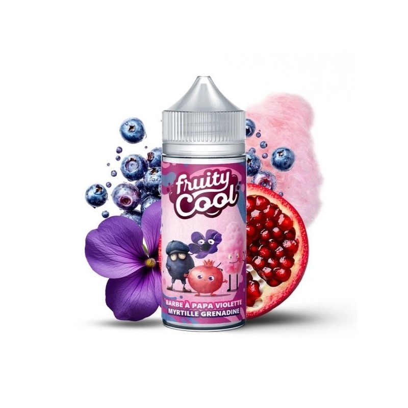 Barbe à Papa Violette Myrtille Grenadine 0mg 100ml - Fruity Cool Barbe à Papa Violette Myrtille Grenadine 0mg 100ml - Fruity Cool
